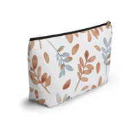 Watercolor Tossed Leaves Accessory Pouch w T-bottom in Orange